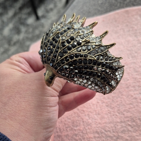 Crystal Pavé Peacock Cuff Bracelet - Black and Clear - Picture 6 of 10